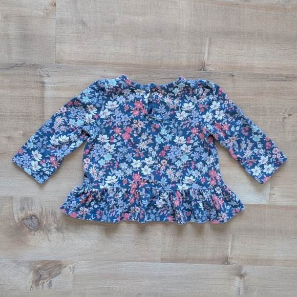 babyGAP Floral Peplum Top with Heather Blue Lace Trim Leggings Set - Size 6-12M - Picture 3 of 11